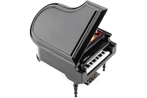 ATYHAO Miniature Piano, Mini Wooden Grand Piano with Stool Musical Instrument Model Dollhouse Accessories for Home Display Decoration Gift