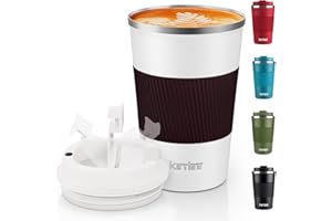 KETIEE Kubek Termiczny,380ml Kubek Podróżny ze Stali Nierdzewnej,Kubek do Kawy Wielokrotnego Użytku,Filiżanka kawy z Podwójnymi Ściankami,Podróżny Kubek Samochodowy Kubek Podróżny do Kawy,Biały