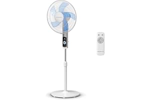 Rowenta Turbo Silence Standventilator, nur 35 dB(A) im Silent Night-Modus, energiesparend, 12 Geschwindigkeiten, digitaler LED-Bildschirm, Timer, Fernbedienung, Weiß, VU5650F0