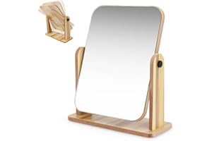 UWOBEFO Espejo de Madera 360 Grados - Escritorio Portátil para Maquillaje - Encimera de Baño y Dormitorio