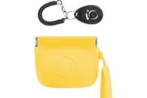 FIDWALL - Bolsa de Silicona para Golosinas de Perros Con Cierre Automático, Clickers de Entrenamiento, para Caminatas de Perros y Gatos, Formato de Bolsillo (Amarillo)