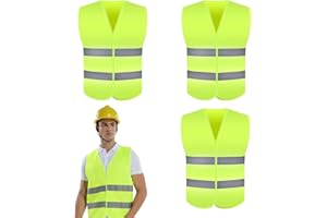 WQNNQW 3 Pièces Gilet Fluorescent de Sécurité,Gilet de Sécurité Réfléchissant,Haute Visibilité Gilet Jaune Adulte Set pour Agents D'assainissement, Service de Circulation, Cyclisme, Construction