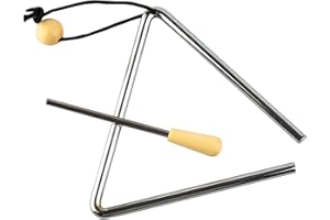MUSFUNNY Percussion à main triangulaire avec gâchette, triangles en acier rythmique (15,2 cm)