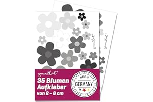 EASYDRUCK24DE Younikat I Set de pegatinas flores florecitas gris I flower power pegatina para scooter bicicleta portátil teléfono móvil pegatina coche I resistente a la intemperie I kfz_244