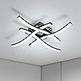 Goeco LED Ceiling Light, Modern LED Ceiling Lamps with 4 Curved Lamps, 24W 6500K Cold White Light, Creative Semi-Flush Ceiling Light with Acrylic Lampshade for Bedroom, Living Room, Kitchen, Black