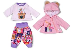 BABY born Strój noworodka z koszulką z długim rękawem, spodnie i kurtka z pluszowymi uszami dla lalek 43 cm, pasuje do zestawu dla noworodków, 837290 Zapf Creation