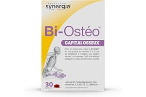 BI-OSTÉO 30 Capsules | Permet le Maintien du Capital Osseux | Acide Gras Oméga 3, Vitamines C, D, K, et E, Zinc, Sélénium | Protège contre le Stress Oxydatif | LABORATOIRE SYNERGIA