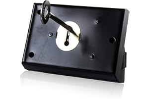 XFORT Serrure à jante, montée en surface serrure à jante avec pêne dormant à clé, finition noire lisse avec anticorrosion, idéal pour sécuriser les portes en bois extérieur, 100mm.