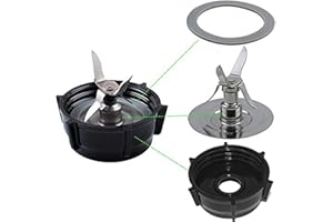 Poweka Piezas de Repuesto Compatible con Oster Osterizer Licuadora, Cuchilla 4 Puntas 4961 con Base de Cuchilla Tapa Inferior y Junta de Sellado