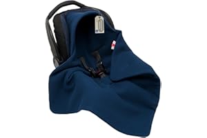 SOLVERA_LTD Einschlagdecke Babyschale aus Waffelstoff für Neugeborenen und Kleinkinder Herbst Winter Baumwolle Baby Decke Kuscheldecke Für Autositx Kinderwagen Buggys z.B. Maxi Cosi 3 Punkt Gurt (Blau)