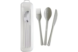 CHICHOUSE Posate da Viaggio con Custodia - Cucchiaio, Forchetta e Coltello in Plastica Riutilizzabile - Leggere, Resistenti, Ideali per Ufficio, Scuola, Campeggio, Pranzo Fuori casa