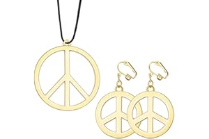 MenYiYDS Hippie-Kostümset für Damen und Herren, Peace-Zeichen-Halskette und Peace-Zeichen-Ohrring sowie Bohemian-Stirnband, um Sie auf der Party attraktiv zu machen (Bohemian-Stil)