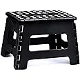 KASTWAVE Folding Step Stool - Lightweight Step Stool Sturdy Enough Opens Easy with One Flip Great for Kitchen, Bathroom, Bedroom, Kids or Adults - Black