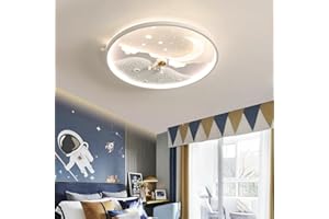 LANEKD Plafonnier de Enfants Chambre 46W Led Lampe de Plafond Chambre de Filles Garçons Plafond Lumière, Lune Boule Plafonnier de Astronaut Nebula Dimmable 3000k-6500k avec Télécommande Ø50cm (Style C)