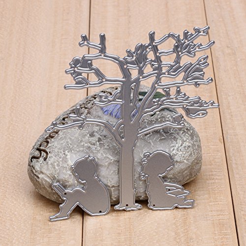 Demiawaking 1Pcs Baum und Kinder Schneiden Schablonen DIY Sammelalbum Dekor Papier Karten, Metall Buchzeichen , Metall Lesezeichen als Geschenk fuer Freunde - 2