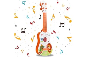 YOIHUQI 41cm Ukelele de Juguete para Niños, Guitarra Infantil, Soprano Juguete, Guitarra Ukelele, Juguete Musical de Guitarra con 4 Cuerdas Ajustables, para Principiantes, Niñas, Niños, Naranja