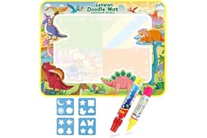 JAYSRIS Dinosaur Magic Drawing Mat,Doodle Board-31.5x23.6IN Dinosaur World Reusable Aqua Drawing Mat with 2 Pens