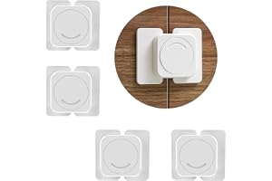 ZEWZE 4 stycken barnsäkringar för skåp, lådor och kylskåp, självsäker skåpsäkerhet med starkt lim, utan borrning baby och småbarnsskydd för möbler och kök (nivå)
