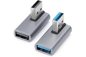 AIYEEN Adapter USB 3.0 90 stopni (2 sztuki), kąt lewy i kąt prosty 3.0 USB A męski na żeński konwerter przedłużacz do komputera, laptopa, ładowarki USB A, powerbanku i innych, adapter rozszerzeń USB