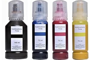 Inkpro - Encre de sublimation 350 ml, Noir, Cyan, Magenta, Jaune, Compatible avec Epson SureColor SC-F100, SC-F500, SC-F501