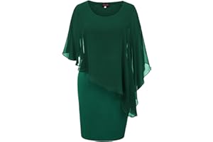 Hanna Nikole Abiti da Cerimonia Taglie Forti da Donna Abito da Cocktail con Mantella in Chiffon Abito da Sera al Ginocchio