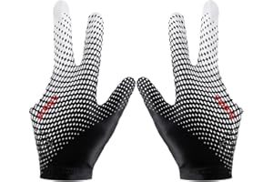 FERCAISH 3 Finger Snooker Gloves Stretchy Billiards Gloves, Anti Slip and Breathable Pool Cue Gloves Durable Snooker Playerss Glove for Women Men