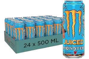 Monster Energy Mango Loco avec jus tropicaux â avec acide carbonique, palette Energy Drink 24 x 500 ml et autocollant gratuit