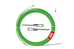 DLNXRUIS 20m Sonda Passacavi Professionale,4.5mm Sonda Elettricista Molla Elettrica Con 2 Molle Guida, Adatta A Tubi Di Tiraggio Cavi Con Curve Strette