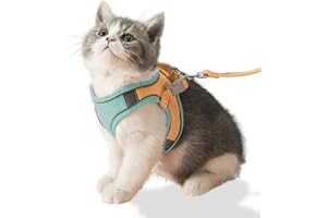 Fueegue Katzengeschirr mit Leine Ausbruchsicher Verstellbar Weich für Katzen und Hunde Welpgeschirr