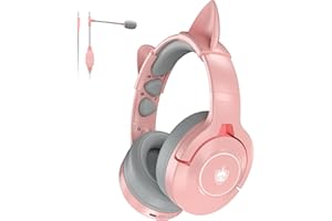 YOTMS Auriculares para PC, Auriculares con Cable para PS5, PS4, Switch, Auriculares sobre la Oreja con Micrófono, Lindas Rrejas de Gato, Auriculares Portátiles Bluetooth Sólo para el Teléfono (Rosa)