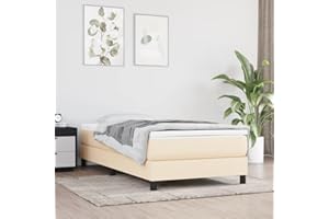 ‎VIDAXL vidaXL Rama łóżka, kremowa, 90x200 cm, tapicerowana tkaniną