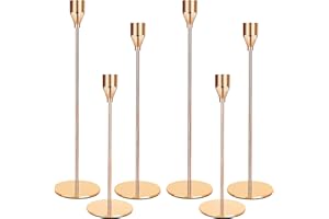 LCXCXY Juego de 6 Candelabros para Velas, 6 Portavelas Dorados, 3 Candelabro cónicos de Diferentes Alturas. Los Porta Velas Son adecuados para Boda con Candelabros, Fiesta de Cumpleaños, Velas Decorativas