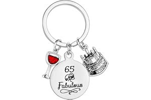 MADHAHEFU Birthday Gifts Live Laugh Love Birthday Keychains for Women Girls Inspirational Gifts for Friends Female (65th Birthday)