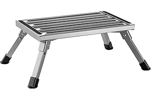 Wiltec Échelle Pliante en Aluminium – 630 x 410 x 225 mm – capacité de Charge Max. 220 kg – avec Surface antidérapante – Escabeau de Camping, Tabouret Pliable