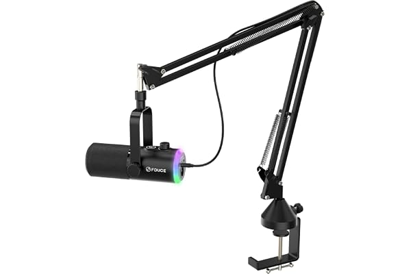 FDUCE Kit de Microphone de Jeu USB/XLR, Micro Dynamique pour Podcast, Streaming RVB, Ordinateur avec Bras de Perche, Bouton de sourdine et Prise Casque, pour Enregistrement, Voix Off vocale (D30+)