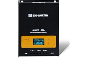 ECO-WORTHY Regolatore di Carica Solare Mppt 60A 12V/24V,Display OLED Digitale e Sensore di Temperatura e Massa Negativa,99% di Efficienza di Carica Solare per Litio,Batteria Sigillata e Allagata