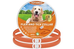 YOTANGO Flea Collar for Dogs, Flea and Tick Collar for Dogs, Flea Treatment for Dogs, Adjustable Dog Flea Collars 8 Months Natural Protection, Waterproof Dog Flea Collars for Puppies Large Dogs Orange 2Pcs