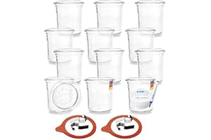FLASCHENBAUER.DE Flaschenbauer - 12er Pack Sturzglas 140ml RR60 - Vielseitige Einmachgläser für Kuchen im Glas, Marmelade, Konservieren, Einmachen, Dekoglas Inklusive Etikett - Made in Germany