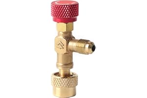 QIILU 1 4'' 5 16'' Brass Flow Control Valve for Refrigerant Charging Hose R410A Conditioner Tap R32 Gas Tap 1 4 Air Co SAFE TO USE Reliable and SAFE. With T.-for r410a