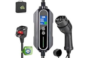 VECO CHAJOR Portable Type 2 Charging Cable UK 3 PIN Model 2 Adjustable Current 8A/10A/13A/16A 5M, Timing Delay Funtion 1-12Hours IP65 Max Waterproof level, EV Home Ev Charger Type 2