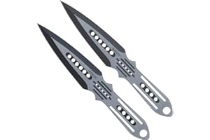 Budoten Wurfmesser-Set 2-teilig mit Scheide aus Nylon und Edelstahl, Rostbeständig, Wurfmesser, Wurfwerfen, 185 mm, Stahl