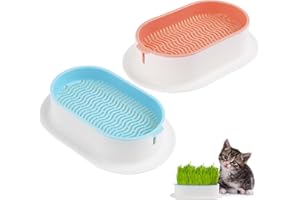 PBUSPU 2 Stück Pflanzschalen für Katzengras, Hydroponische Katze Gras wachsen Kit,Katze Gras Pflanzer (Keine Samen enthalten) Katzengras Wachstumsset, Futterstation mit Katzengrasf ür Garten Home