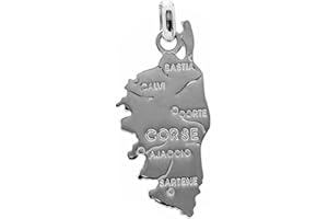 ASCALIDO Pendentif carte de corse en argent massif véritable et poinçonné 925