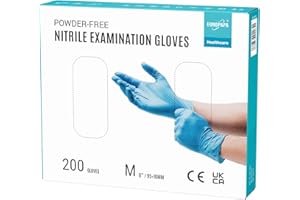EUROPAPA® 200 Guantes De Nitrilo Desechables Que Cumplen Las Normas EN455 EN374, Sin Polvo Ni LÁTex, Guantes Desechables Disponibles En Las Tallas S, M, L Y XL (M, Azul)