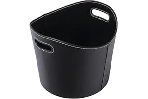 Panier à bûches rond WERKA PRO Ø39xh 31cm Similicuir noir Similicuir noir