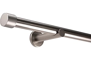 Deco-Raum Gardinenstange auf Maß 25mm Wandträger Style Endstück Cap edelstahl-optik nach Maß gefertigt, ohne Ringe 210 cm