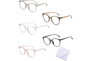 VVQWCY 5-pack blåljusfilter glasögon för kvinnor utan tjocklek, blå filter glasögon för män, blått ljusglas anti-blått ljus skärmglasögon med en linsduk