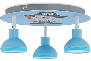 Lindby lampa sufitowa 3 -punktowa 'Roxas' z możliwością ściemniania, m. in. do pokoju dziecięcego, kolor niebieski, metal, żarówka GU10