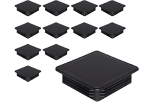 SKIR'CO (12 unidades) Tapones cuadrados de plástico 100 x 100 mm, tapas de tubo mate, insertos de tubo cuadrados, tapones para postes de valla, color negro RAL 9005