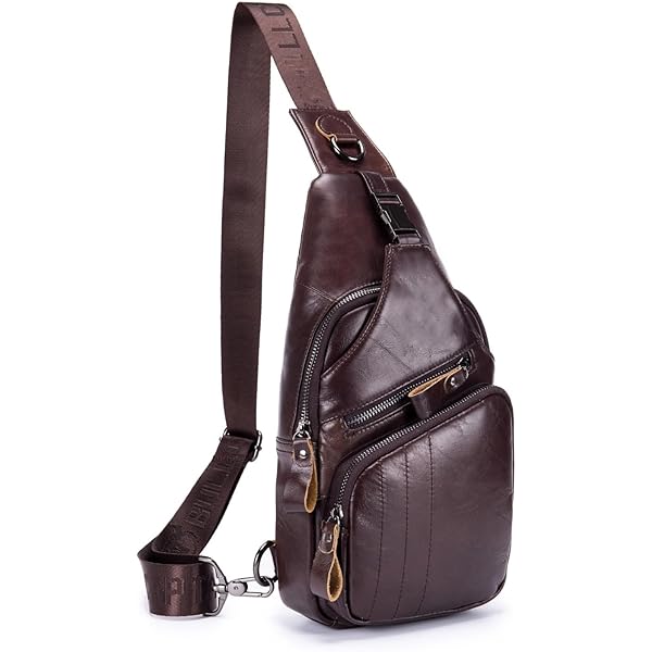 WeeDee Men's Leather Sling Bag Shoulder Chest Bag Water Resistant Tote Messenger Bag Backpack for Hiking Work School Business Cycling Travel WeeDee Men's Leather Sling Bag Shoulder Chest Bag Water Resistant Tote Messenger Bag Backpack for Hiking Work School Business Cycling Travel